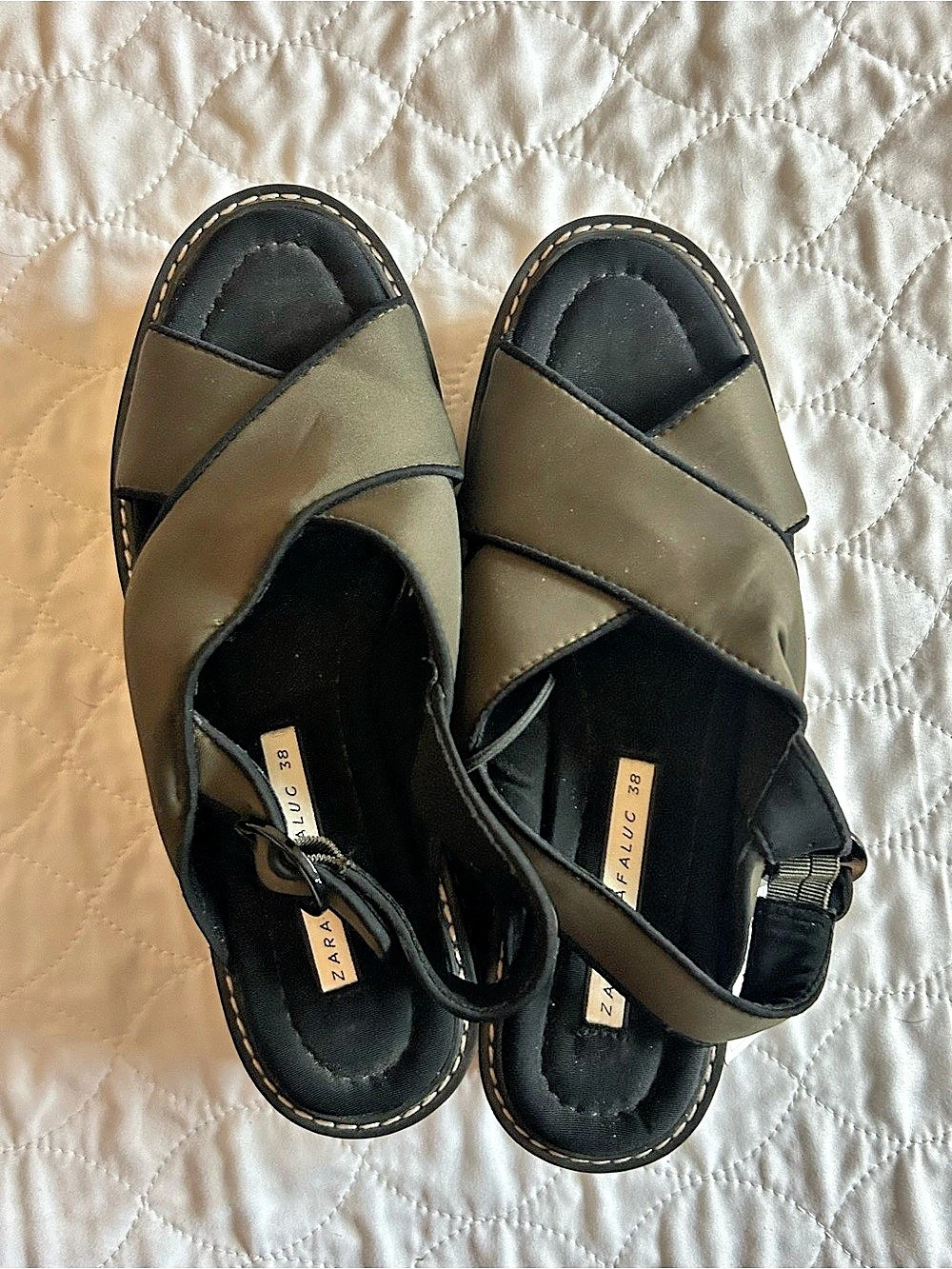 Zara Platform Sandals Green & Black